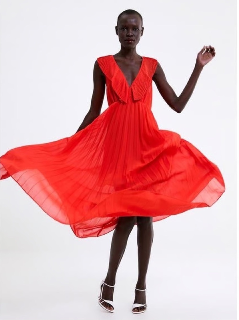 Zara Sleeveless Flowy Maxi Dress Red/Orange Size Large